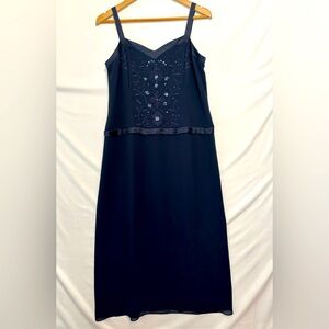 STUDIO I Navy Blue Sequin Trim Gown Size 14